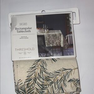 Threshold Rectangular Tablecloth - Cream and Olive Green